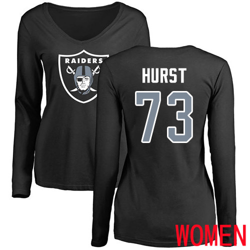 Oakland Raiders Olive Women Maurice Hurst Name and Number Logo NFL Football #73 Long Sleeve T Shirt->youth nfl jersey->Youth Jersey
